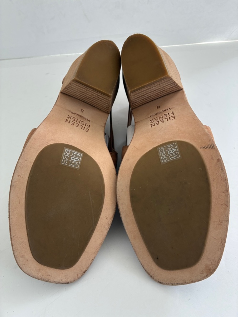 EILEEN FISHER Nikki Sandal Honey Suede Peep-Toe Block Heel Booties Size 8 NEW - Picture 10 of 12
